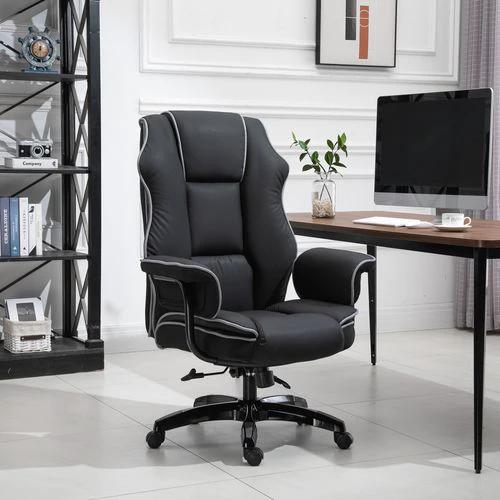 Unbranded Piped PU Leather Padded High-Back Computer Office Gaming Chair Black Vinsetto - Office Chair