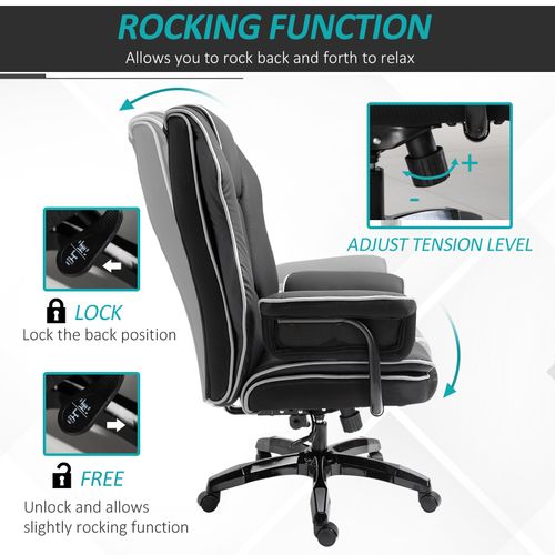 Piped PU Leather Padded High-Back Computer Office Gaming Chair Black Vinsetto - Office Chair from Unbranded