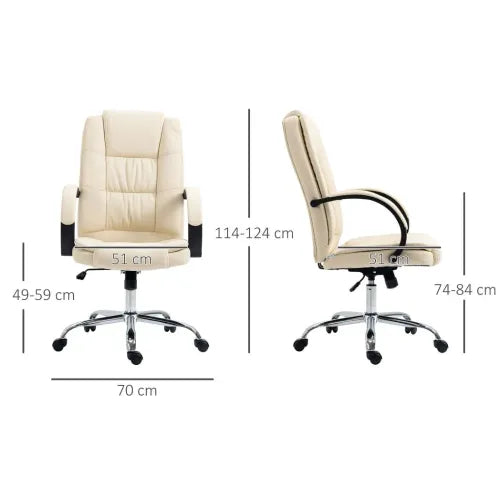 PU Leather Executive Office Chair High Back Height Adjustable Desk Chair, Beige - Office Chair from Unbranded