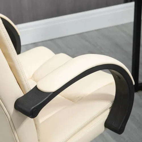 PU Leather Executive Office Chair High Back Height Adjustable Desk Chair, Beige - Office Chair from Unbranded