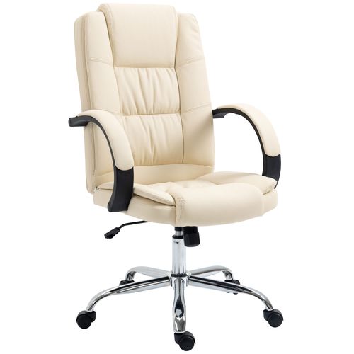 PU Leather Executive Office Chair High Back Height Adjustable Desk Chair, Beige - Office Chair from Unbranded