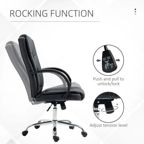 PU Leather Executive Office Chair High Back Height Adjustable Desk Chair, Black - Office Chair from Unbranded