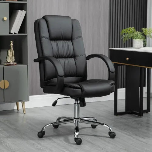 PU Leather Executive Office Chair High Back Height Adjustable Desk Chair, Black - Office Chair from Unbranded