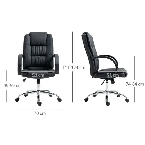 PU Leather Executive Office Chair High Back Height Adjustable Desk Chair, Black - Office Chair from Unbranded