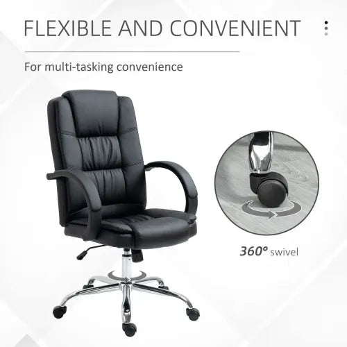 PU Leather Executive Office Chair High Back Height Adjustable Desk Chair, Black - Office Chair from Unbranded