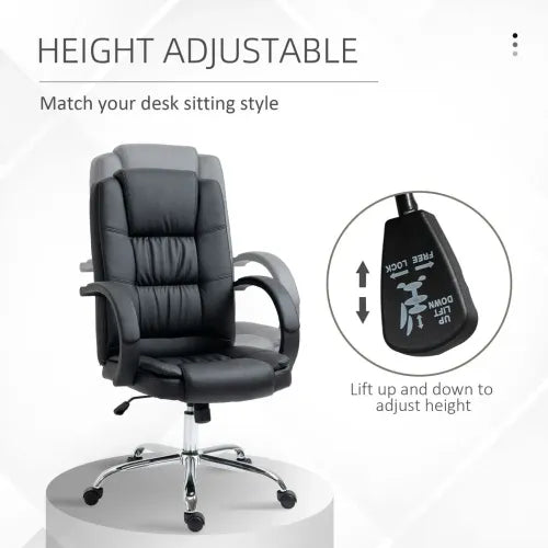PU Leather Executive Office Chair High Back Height Adjustable Desk Chair, Black - Office Chair from Unbranded