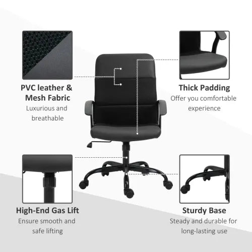 PVC Leather & Mesh Panel Blend Office Chair Swivel Seat w/ Padding Ergonomic - Office Chair from Unbranded
