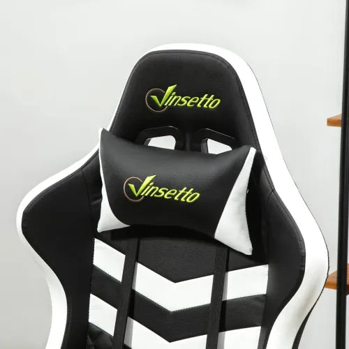 Racing Gaming Chair w/ Lumbar Support, Headrest, Gamer Office Chair, Black White - Office Chair from Unbranded