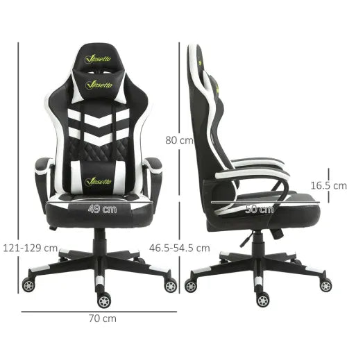 Racing Gaming Chair w/ Lumbar Support, Headrest, Gamer Office Chair, Black White - Office Chair from Unbranded