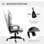 Racing Gaming Chair w/ Lumbar Support, Headrest, Gamer Office Chair, Grey White by Unbranded
