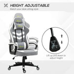 Racing Gaming Chair w/ Lumbar Support, Headrest, Gamer Office Chair, Grey White by Unbranded