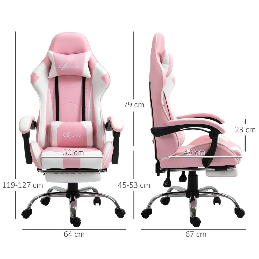 Racing Gaming Chair w/ Lumbar Support, Home Office Desk Gamer Recliner, Pink - Office Chair from Unbranded