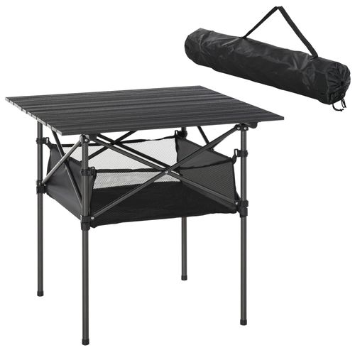 Aluminum Camping Table Roll-Top Folding Table Picnic Table w/ Mesh  Bag, Black - Picnic Tables from Unbranded