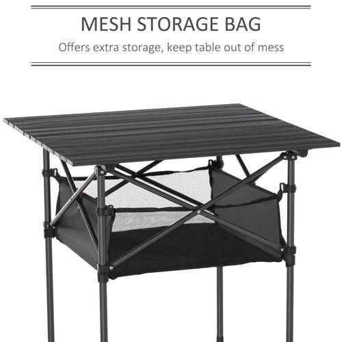 Unbranded Aluminum Camping Table Roll-Top Folding Table Picnic Table w/ Mesh Bag, Black - Picnic Tables