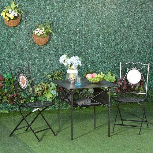 Unbranded Aluminum Camping Table Roll-Top Folding Table Picnic Table w/ Mesh Bag, Black - Picnic Tables