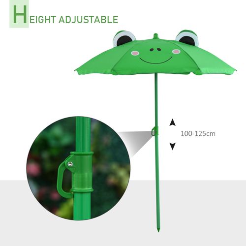 Foldable Patio Kids Metal Picnic Table w/ Frog Umbrella Green 4-piece - Picnic Tables from Unbranded