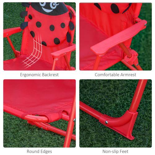 Kids Folding Picnic Table Chair Set Ladybug Pattern Outdoor by Unbranded