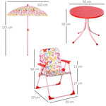 Outsunny Kids Folding Picnic Table Chair Set Butterfly Pattern Outdoor Parasol by Unbranded