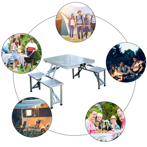 Portable Folding Trestle Camping Picnic Table Outdoor Chair Stools Outsunny - Picnic Tables from Unbranded