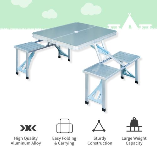 Portable Folding Trestle Camping Picnic Table Outdoor Chair Stools Outsunny - Picnic Tables from Unbranded