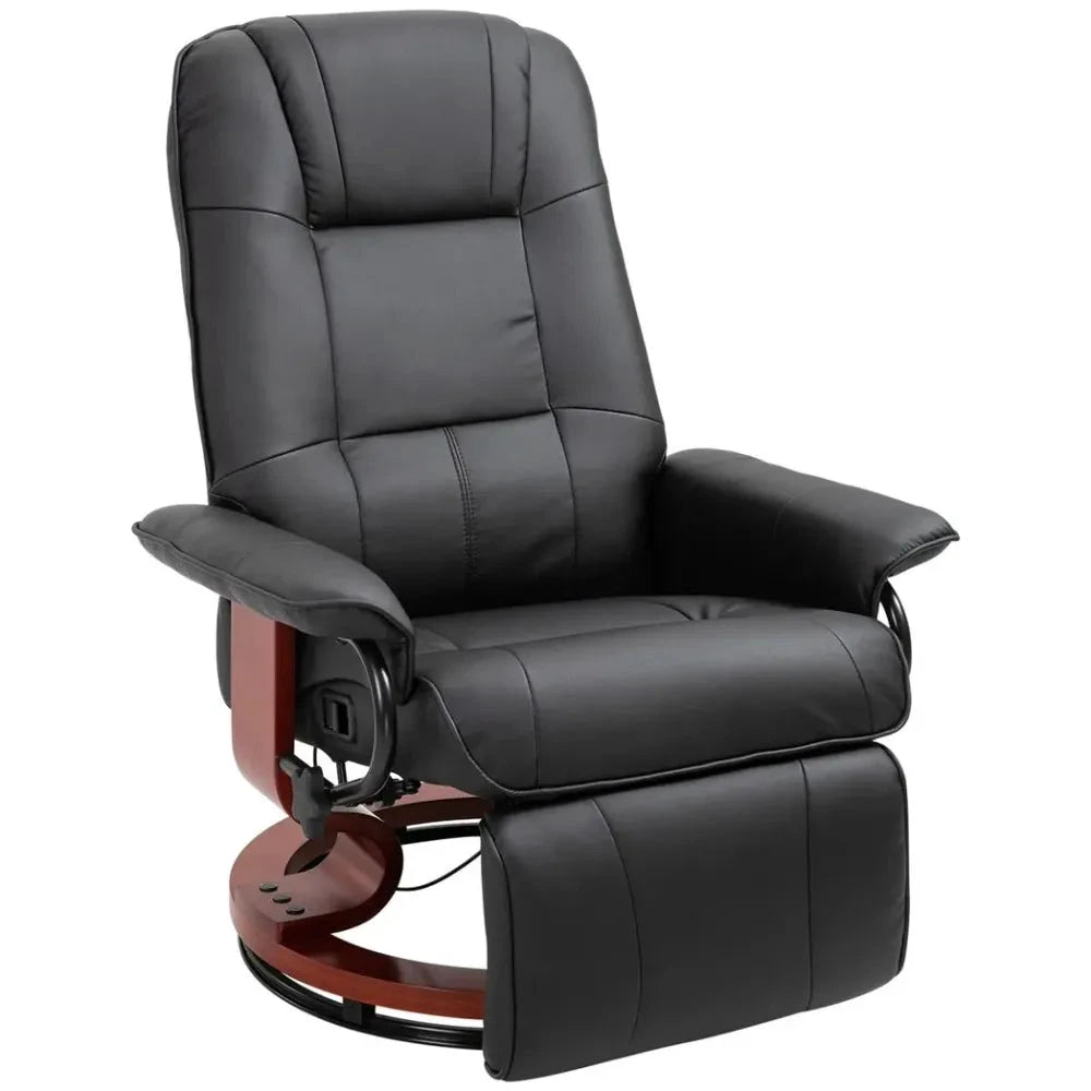 Ergonomic Recliner Sofa Chair PU Leather Armchair Lounger with Footrest, Black by Unbranded