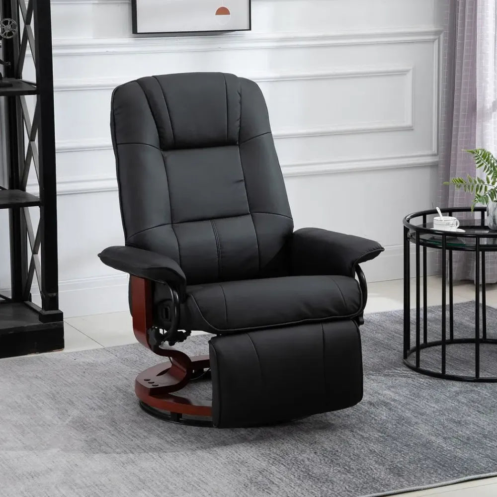 Ergonomic Recliner Sofa Chair PU Leather Armchair Lounger with Footrest, Black - Recliner from Unbranded