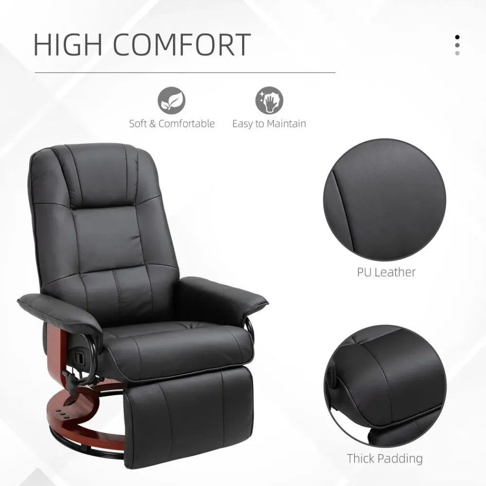 Ergonomic Recliner Sofa Chair PU Leather Armchair Lounger with Footrest, Black - Recliner from Unbranded