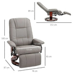 Ergonomic Recliner Sofa Chair PU Leather Armchair Lounger with Footrest, Grey - Recliner from Unbranded