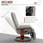 Ergonomic Recliner Sofa Chair PU Leather Armchair Lounger with Footrest, Grey - Recliner from Unbranded