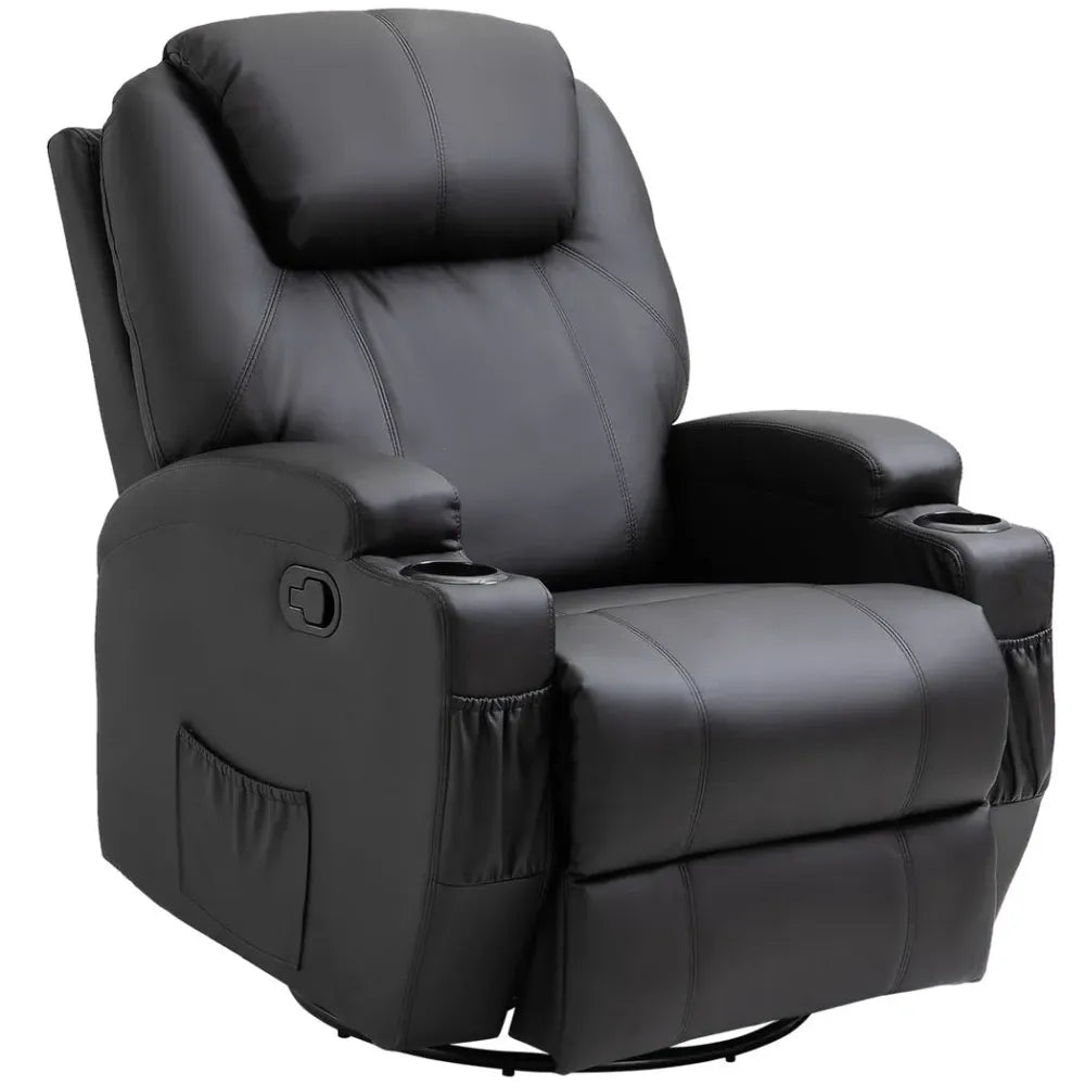 Faux Leather Electric 8-Point Vibration Massage Recliner Sofa Chair with Remote - Recliner from Unbranded