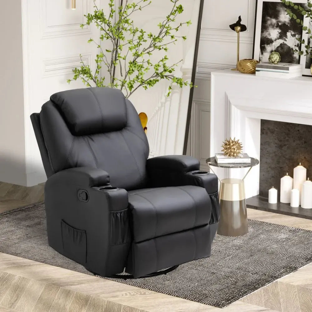 Faux Leather Electric 8-Point Vibration Massage Recliner Sofa Chair with Remote - Recliner from Unbranded