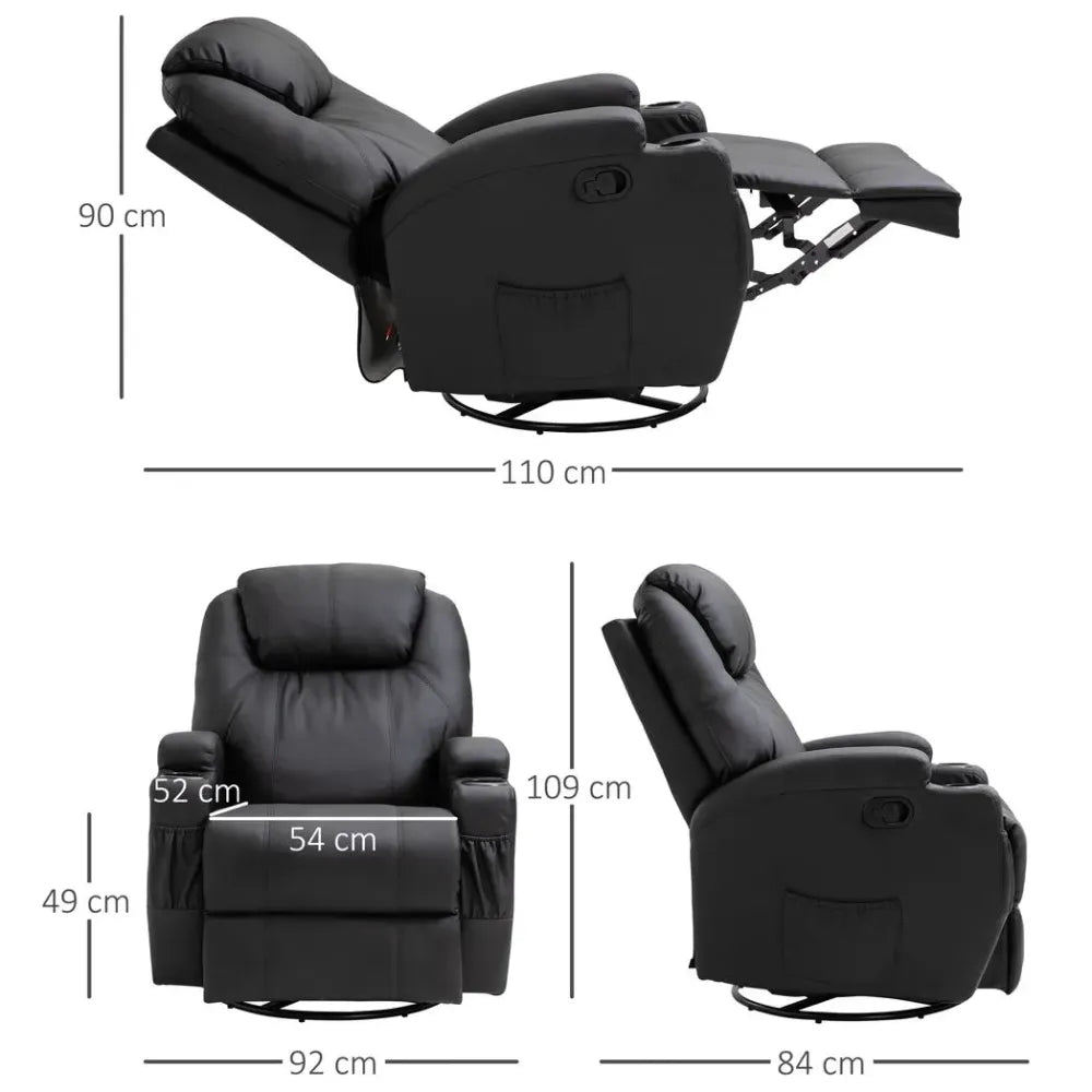Faux Leather Electric 8-Point Vibration Massage Recliner Sofa Chair with Remote - Recliner from Unbranded