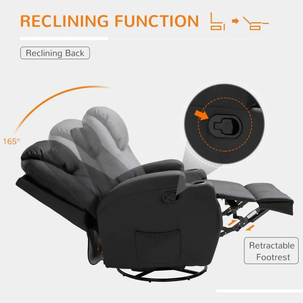 Faux Leather Electric 8-Point Vibration Massage Recliner Sofa Chair with Remote - Recliner from Unbranded