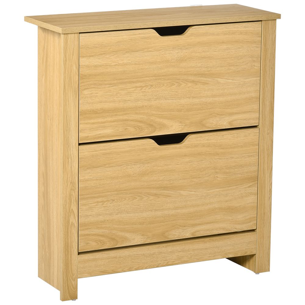 12-Shoe Storage Cabinet 4 Shelves 2 Drawers Tabletop 4 Legs Brown - Shoe Storage from Unbranded