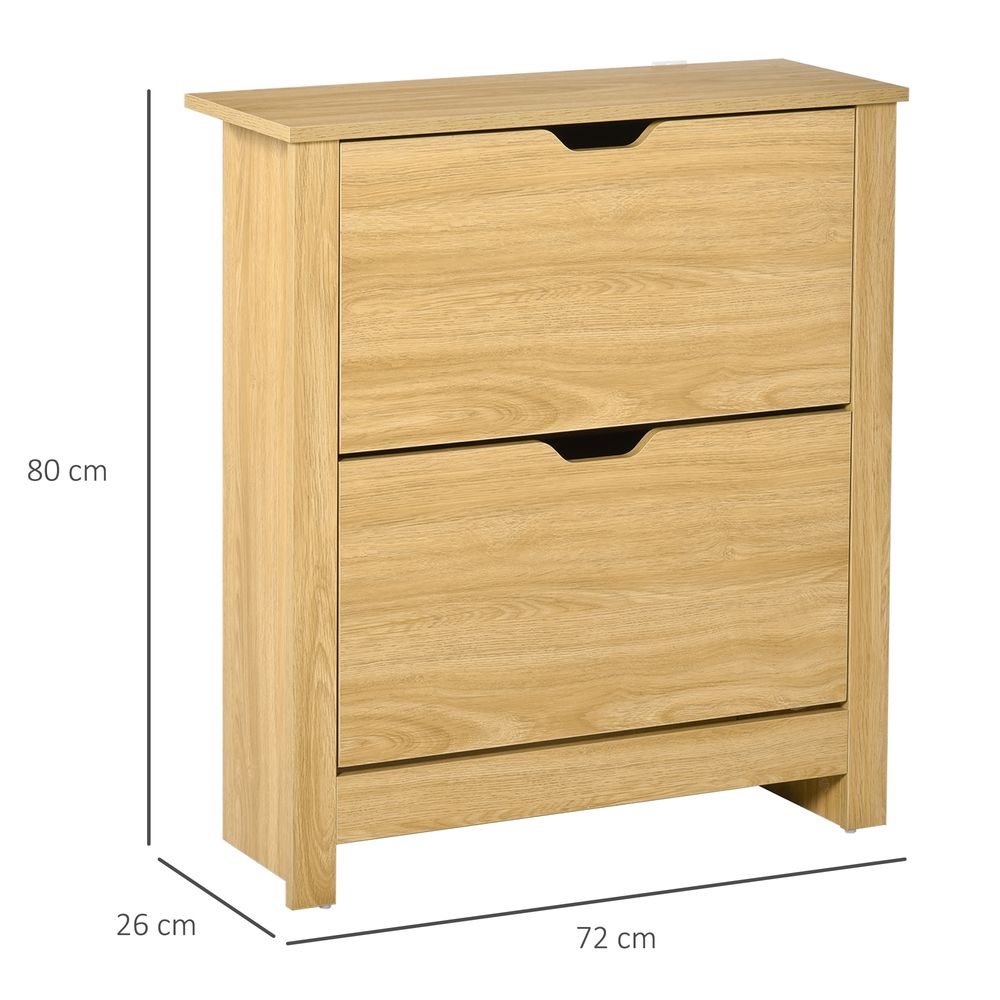 12-Shoe Storage Cabinet 4 Shelves 2 Drawers Tabletop 4 Legs Brown - Shoe Storage from Unbranded