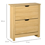 12-Shoe Storage Cabinet 4 Shelves 2 Drawers Tabletop 4 Legs Brown - Shoe Storage from Unbranded