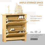 12-Shoe Storage Cabinet 4 Shelves 2 Drawers Tabletop 4 Legs Brown - Shoe Storage from Unbranded