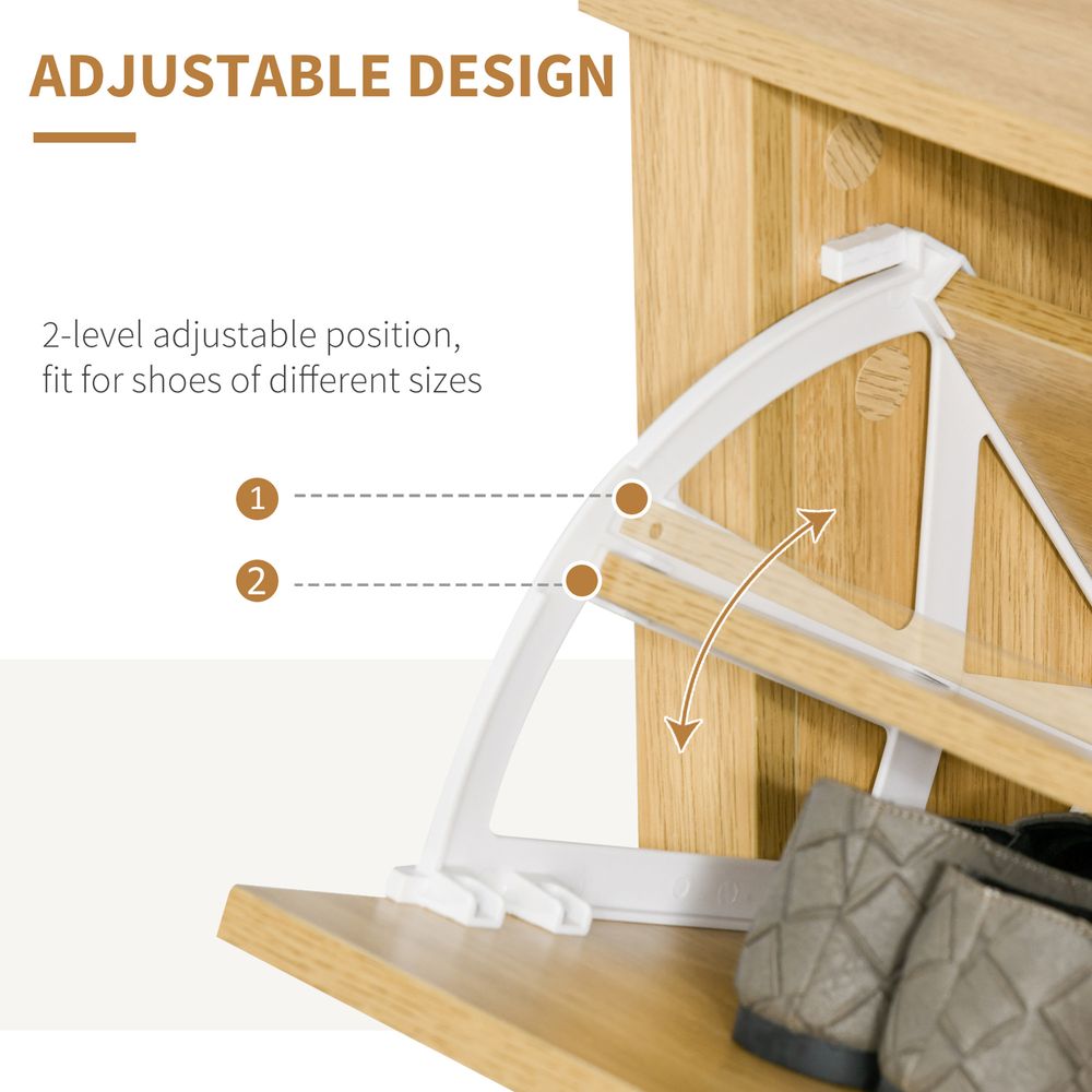 12-Shoe Storage Cabinet 4 Shelves 2 Drawers Tabletop 4 Legs Brown - Shoe Storage from Unbranded