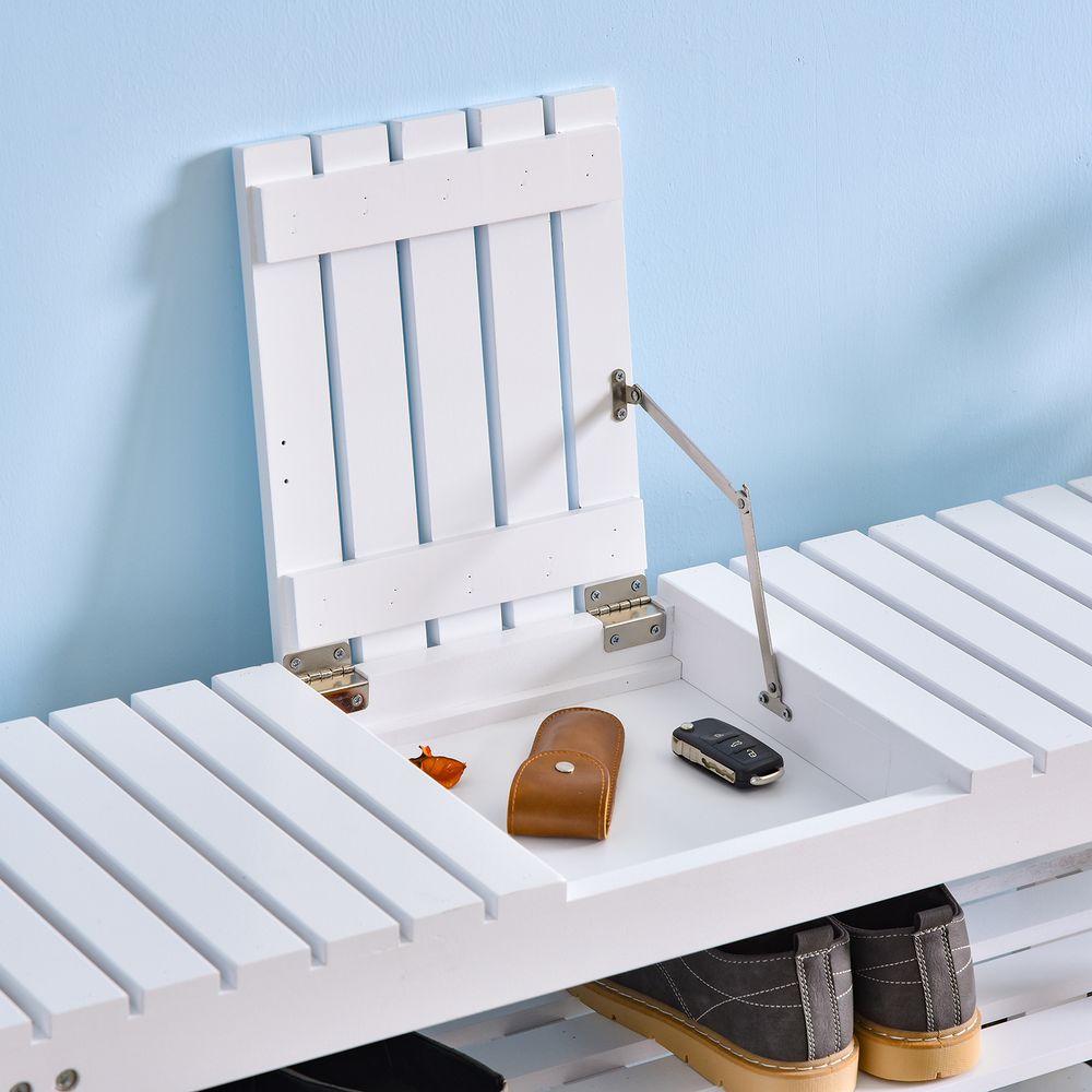 3-Tier Open Shoe Rack Hidden Storage Wood Frame Wide Shelves White - Shoe Storage from Unbranded