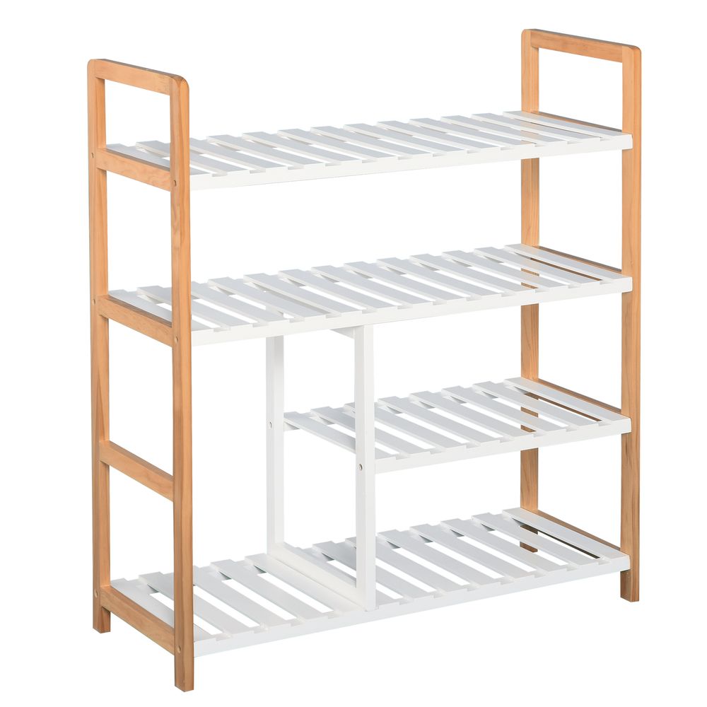 4-Tier Shoe Rack Simple Home Storage  Wood Frame Boot Compartment Home - Shoe Storage from Unbranded
