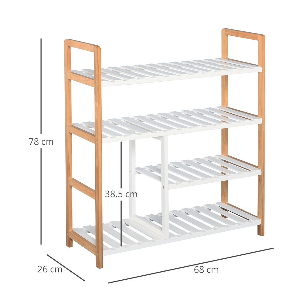 4-Tier Shoe Rack Simple Home Storage  Wood Frame Boot Compartment Home - Shoe Storage from Unbranded