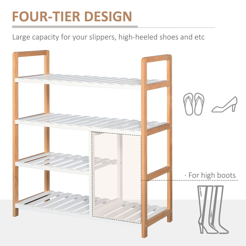 4-Tier Shoe Rack Simple Home Storage  Wood Frame Boot Compartment Home - Shoe Storage from Unbranded