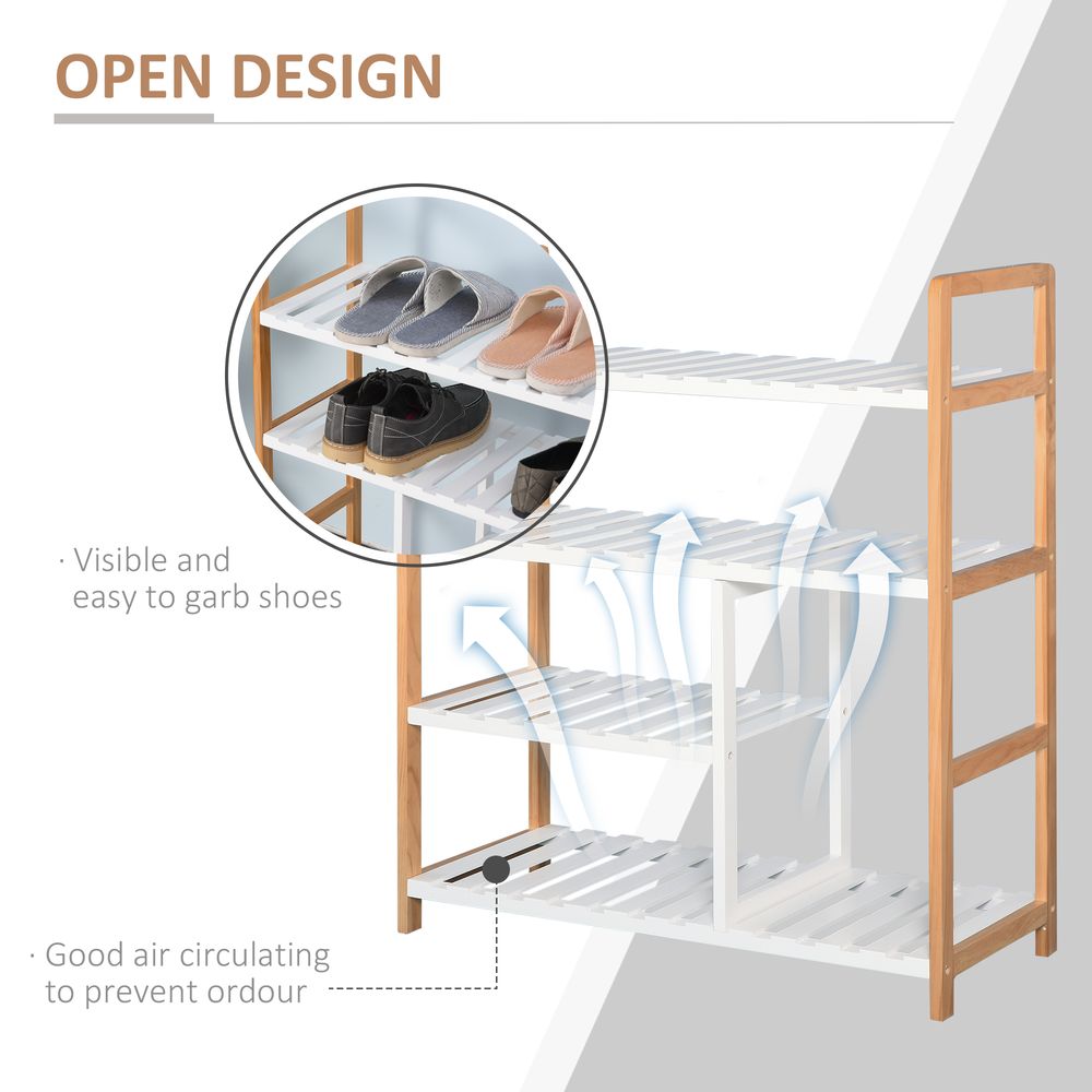 4-Tier Shoe Rack Simple Home Storage  Wood Frame Boot Compartment Home - Shoe Storage from Unbranded