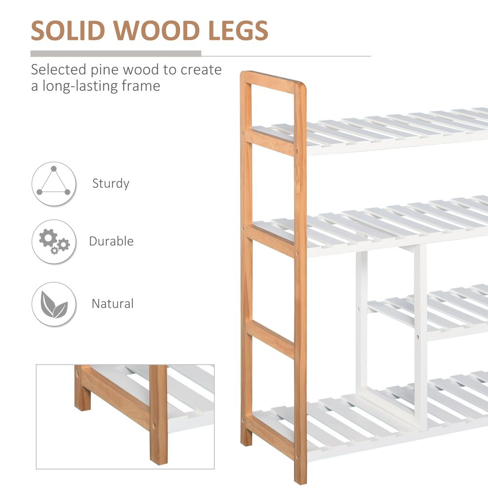 4-Tier Shoe Rack Simple Home Storage  Wood Frame Boot Compartment Home - Shoe Storage from Unbranded