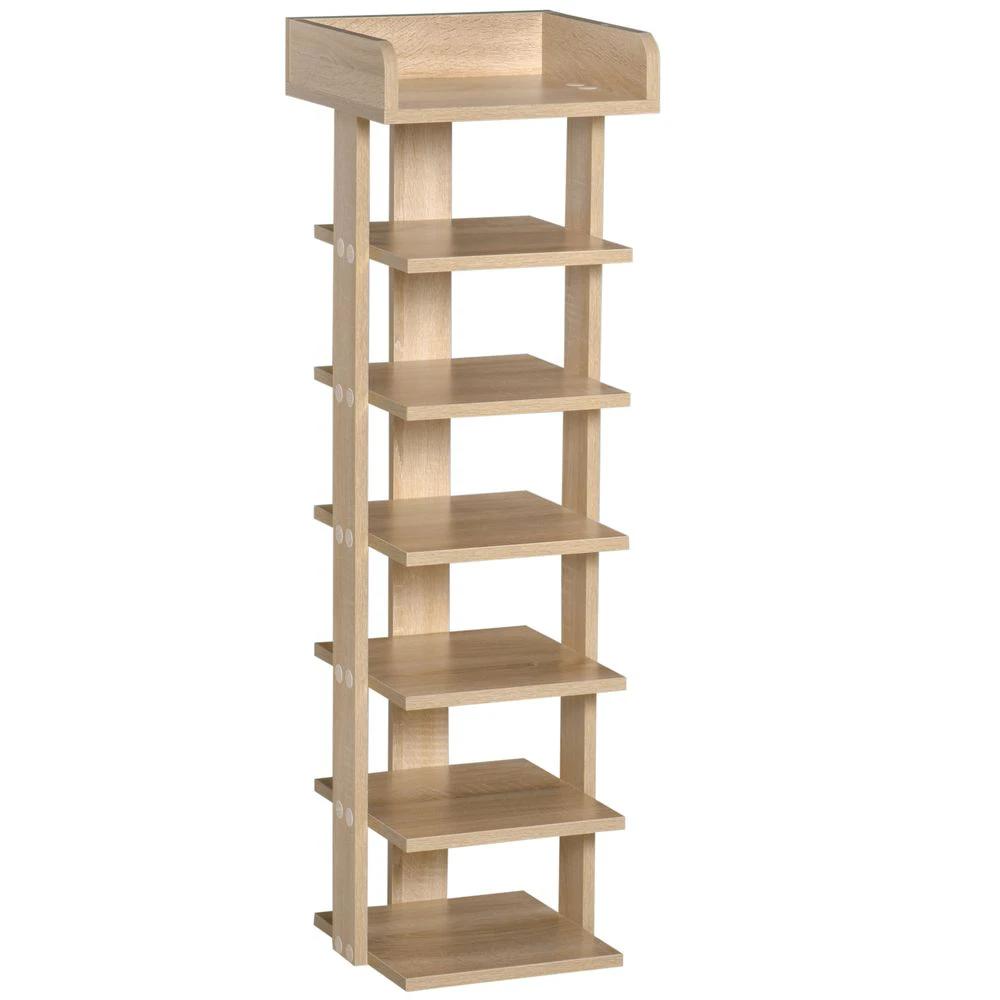 Unbranded 7 Tier Shoe Rack Organizer Storage Shelf Wooden Display Cabinet Oak - Uncategorized Shoe Storage
