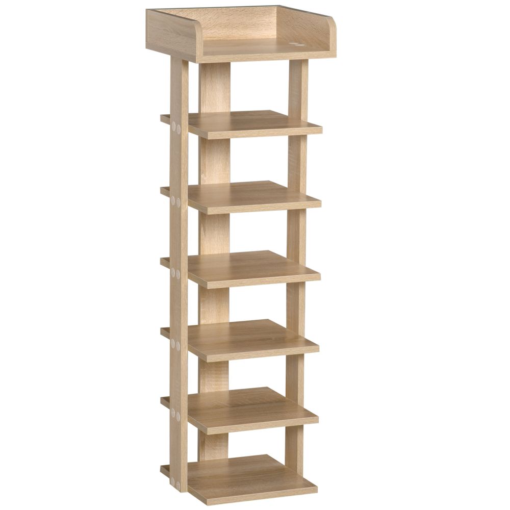 7 Tier Shoe Rack Organizer Storage Shelf Wooden Display Cabinet Oak - Shoe Storage from Unbranded