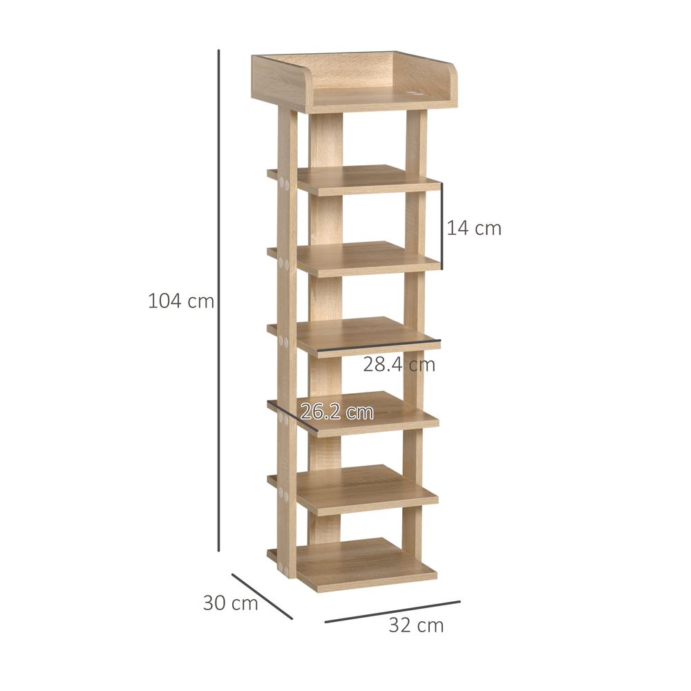 7 Tier Shoe Rack Organizer Storage Shelf Wooden Display Cabinet Oak - Shoe Storage from Unbranded