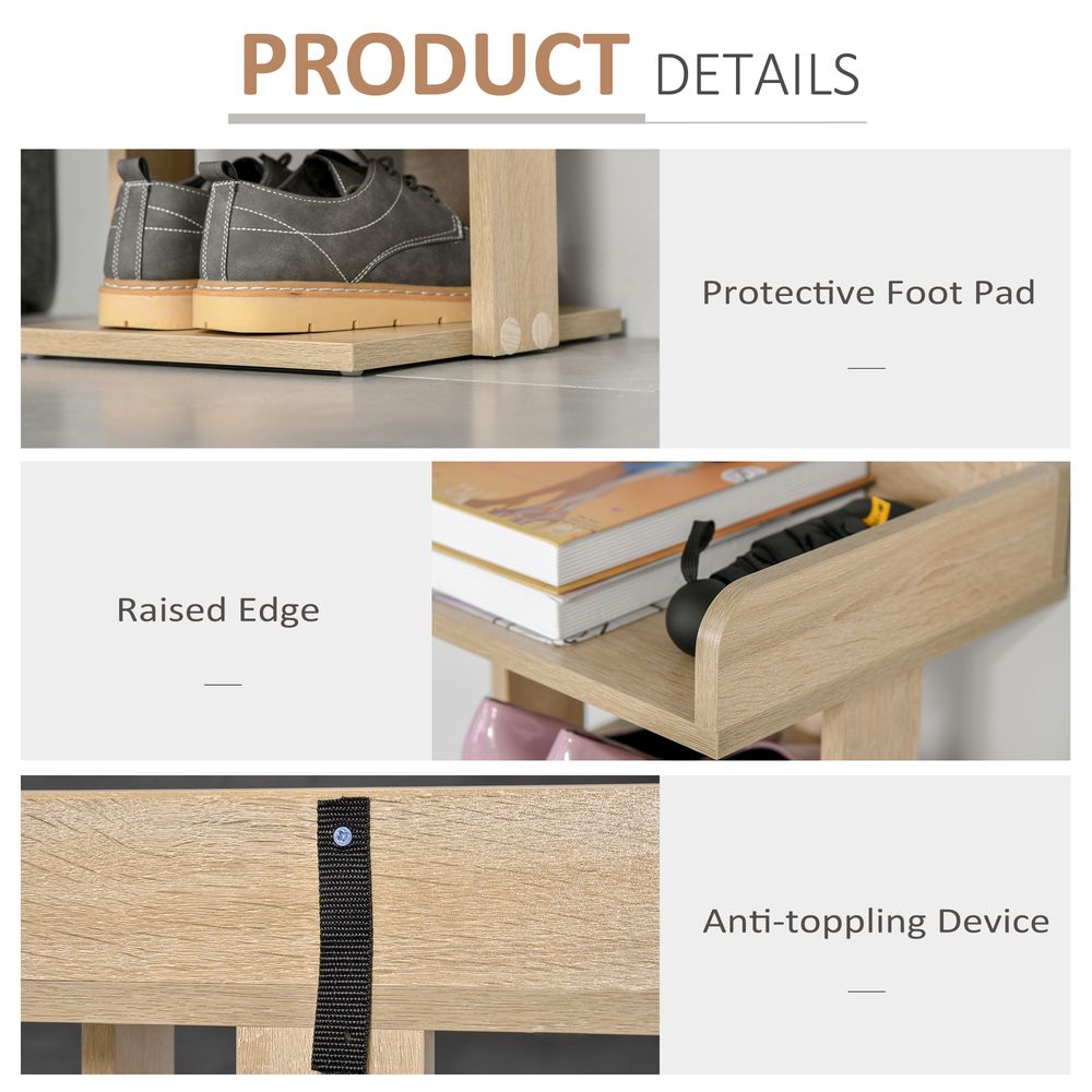 7 Tier Shoe Rack Organizer Storage Shelf Wooden Display Cabinet Oak - Shoe Storage from Unbranded