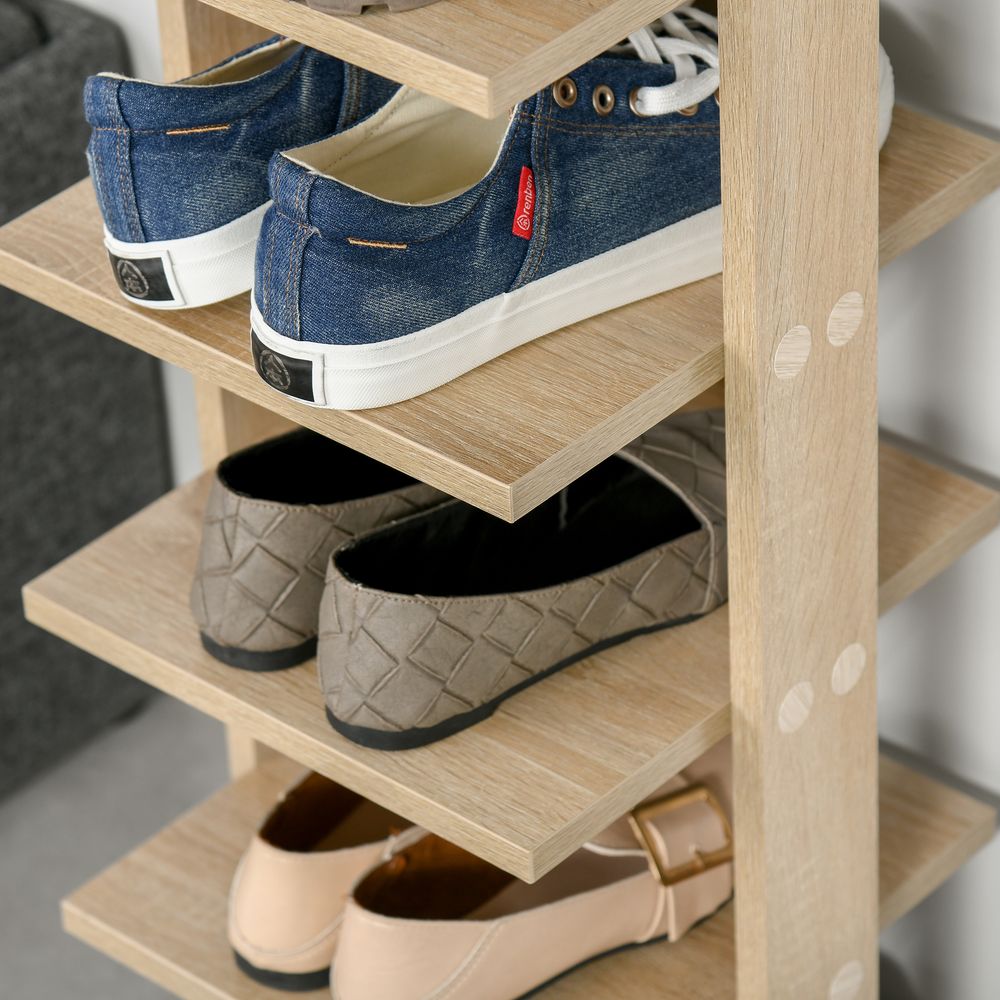 7 Tier Shoe Rack Organizer Storage Shelf Wooden Display Cabinet Oak - Shoe Storage from Unbranded