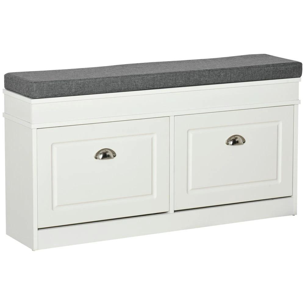 Unbranded Shoe Storage Bench with Seat Cushion Cabinet Organizer with 2 Drawers - Uncategorized Shoe Storage